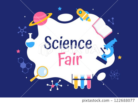 Science Fair Vector Illustration featuring a Chemist Conducting Chemical Experiments for Scientific Analysis, Data Collection, Research and Survey 122688077