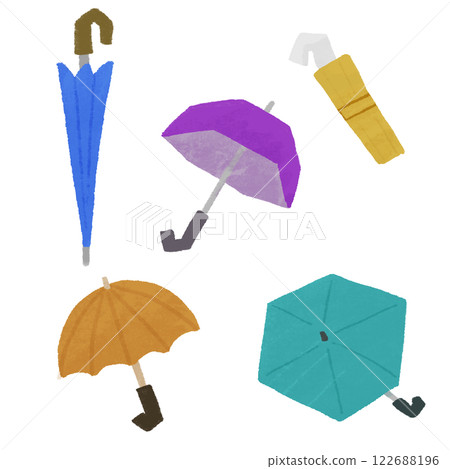 Hand drawn illustration set of various umbrellas 122688196