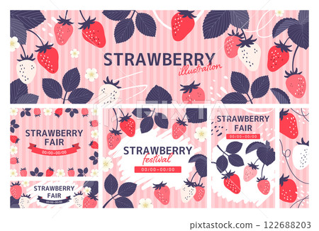 Strawberry illustration template set_2 122688203