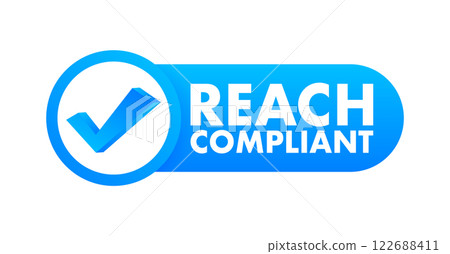 Reach compliant icon showing check mark and european union regulation compliance 122688411