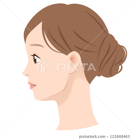 下顎線突出的女性側面照 122688463