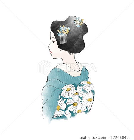舞妓的手繪插圖 122688493