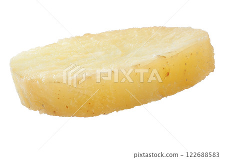 Ripe slice of Mixed fruit floating, isolated background 122688583