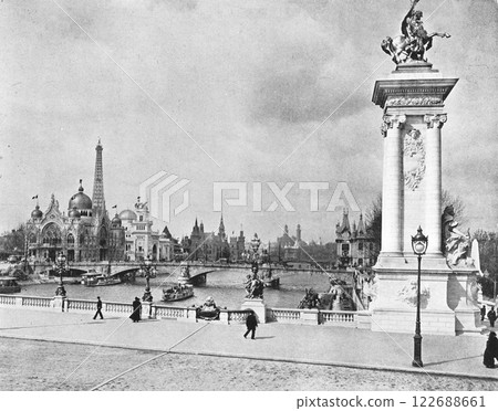 1900 Paris World's Fair, Seine River, Pont Alexandre III 1900 Paris World's Fair, Seine River, Pont Alexandre III 122688661