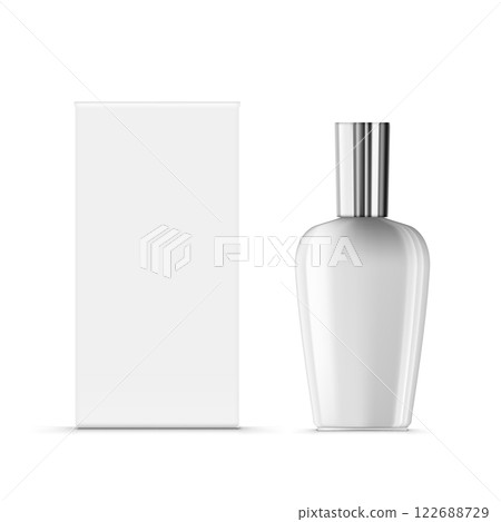 Blank White Box with Cosmetic Cream Jar or Nail Polish Bottle Mockup Vector Blank White Box with Cosmetic Cream Jar or Nail Polish Bottle Mockup Vector 122688729