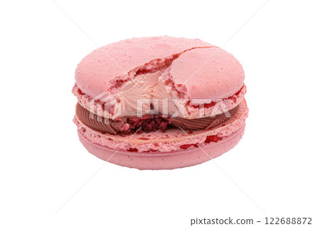 macaron with a bite taken out isolated background macaron with a bite taken out isolated background 122688872