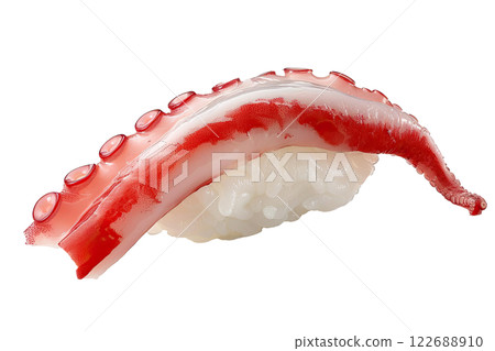 piece of octopus nigiri sushi floating isolated background 122688910