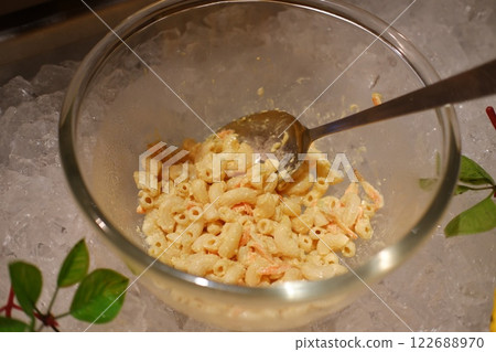 Creamy Macaroni Salad Delight in a bowl 122688970