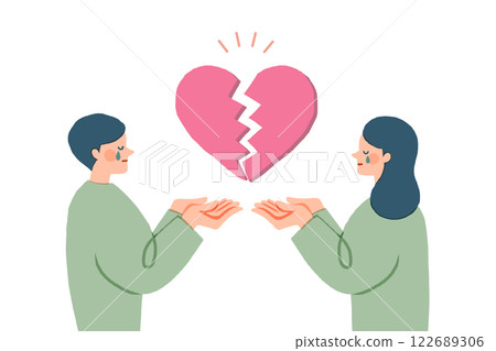一個男人和一個女人心碎的插圖 一個男人和一個女人心碎的插圖 122689306