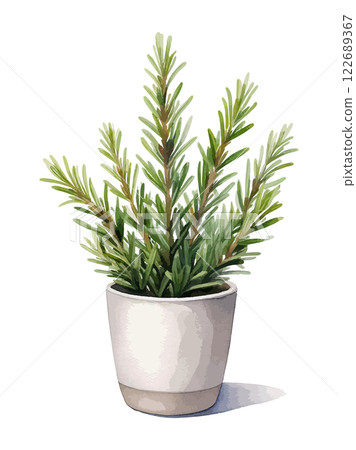 盆栽香草水彩插圖 - AI 生成 122689367