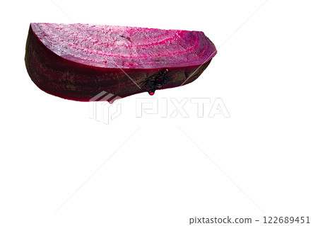 Ripe slice of Mixed fruit floating, isolated background 122689451