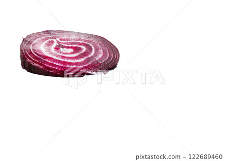Ripe slice of Mixed fruit floating, isolated background 122689460