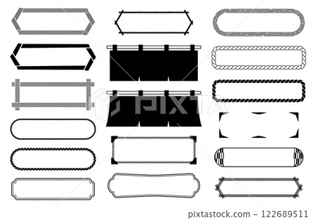 Vertical Japanese style frame vector illustration set Japan Simple Decoration Copy space Frame Decoration Decoration 122689511
