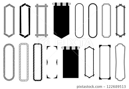 Vertical Japanese style frame vector illustration set Japan Simple Decoration Copy space Frame Decoration Decoration 122689513