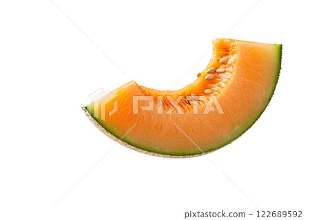 Ripe slice of Mixed fruit floating, isolated background Ripe slice of Mixed fruit floating, isolated background 122689592