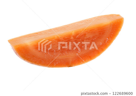 ripe slice of carrot floating, isolated background ripe slice of carrot floating, isolated background 122689600