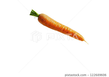 ripe slice of carrot floating, isolated background 122689606