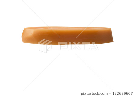 ripe slice of carrot floating, isolated background ripe slice of carrot floating, isolated background 122689607