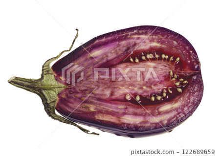 Ripe slice of Mixed vegetables floating isolated background 122689659