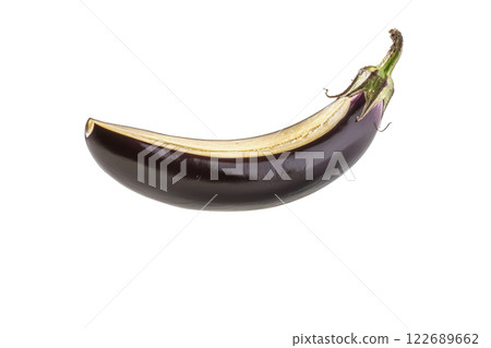 Ripe slice of Mixed vegetables floating isolated background 122689662
