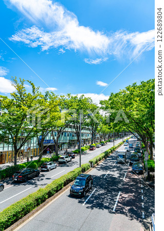 [Tokyo] Omotesando in the summer with its refreshing blue sky and impressive street trees 122689804