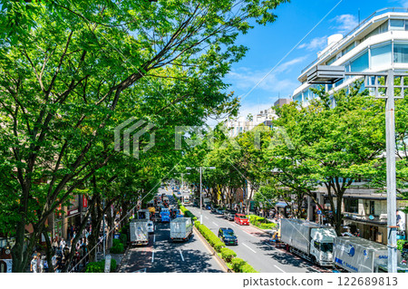 [Tokyo] Omotesando in the summer with its refreshing blue sky and impressive street trees 122689813