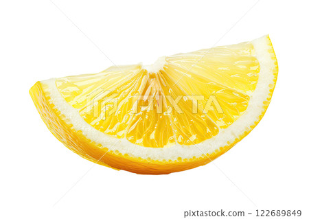 Ripe slice of Mixed fruit floating, isolated background 122689849