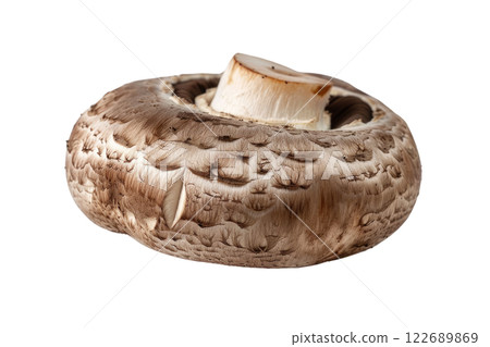 ripe slice of mushroom floating, isolated background ripe slice of mushroom floating, isolated background 122689869