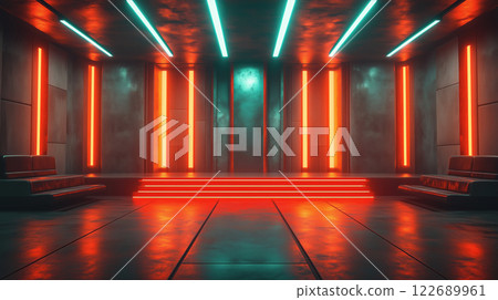 “充滿未來派霓虹燈的地下室” 122689961