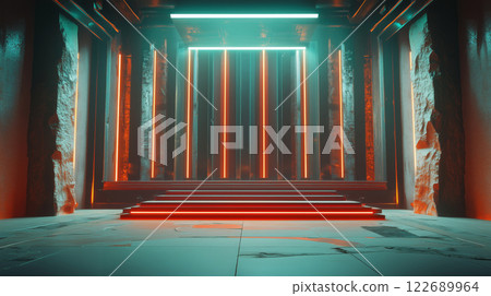 “充滿未來派霓虹燈的地下室” 122689964