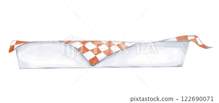 Watercolor Illustration Paper Food Packaging Box Rectangular Low Poly with Red and White Paper Napkin Clipart for Printing and Web Watercolor Illustration Paper Food Packaging Box Rectangular Low Poly with Red and White Paper Napkin Clipart for Printing and Web 122690071