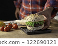 Chef making hamburger homemade. 122690121