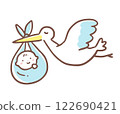 Stork carrying baby 122690421