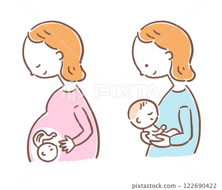 孕婦和抱著嬰兒的女人 122690422