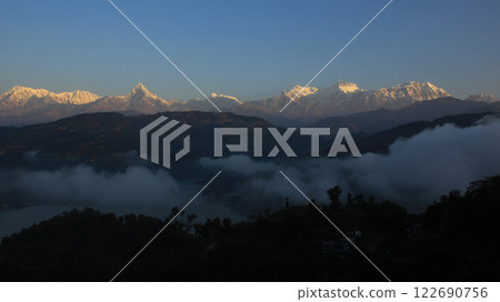 Annapurna Range seen from a place above Begnas Tal, Nepal. Annapurna Range seen from a place above Begnas Tal, Nepal. 122690756