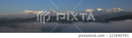 Machapuchare and Annapurna Range, nature header, Neplal. 122690761