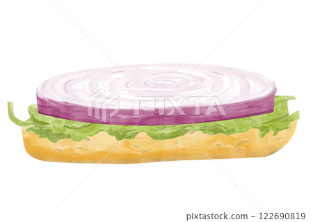 bread, onion, lettuce 122690819