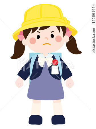 Vector illustration of an angry first grader (girl) Vector illustration of an angry first grader (girl) 122691434