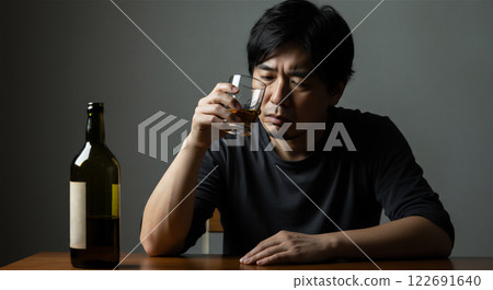 酗酒的人，酗酒，喝酒來淹沒他的悲傷 122691640