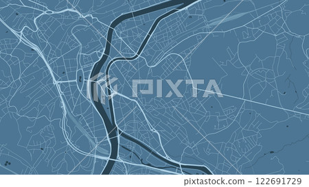 Blue Liege map, city in Belgium. Streetmap municipal area. Blue Liege map, city in Belgium. Streetmap municipal area. 122691729