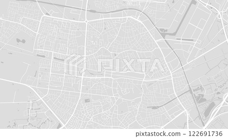 Background Tilburg map, Netherlands, white and light grey city poster with roads and water. 122691736