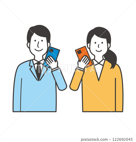 Men and women with a smartphone 122692045