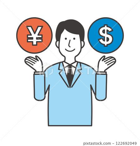 持有日圓和美元的男子 持有日圓和美元的男子 122692049