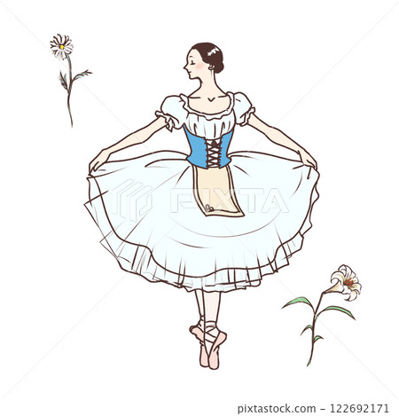 身著鄉村女孩服裝的芭蕾舞演員 122692171