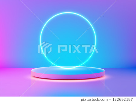 futuristic neon glowing circular platform modern technology 3d ethereal aesthetic futuristic neon glowing circular platform modern technology 3d ethereal aesthetic 122692197