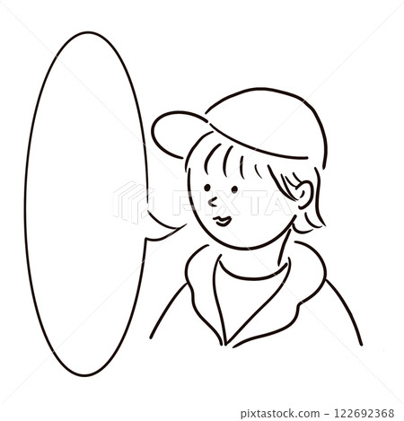 Girl wearing a hat with a speech bubble Girl wearing a hat with a speech bubble 122692368