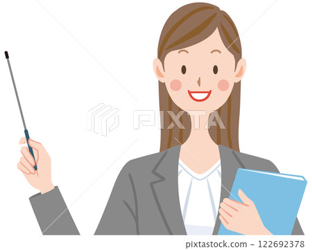 穿西裝的女人做示範、上班族、商業場景的插圖 122692378