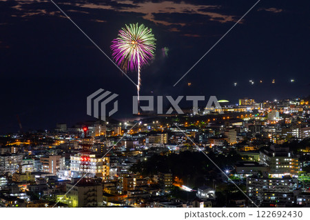 沖繩縣名護市名護城公園櫻花園：從山頂上欣賞名護市的夜景，欣賞盛開的琉球寒緋櫻花和海岸煙火 122692430