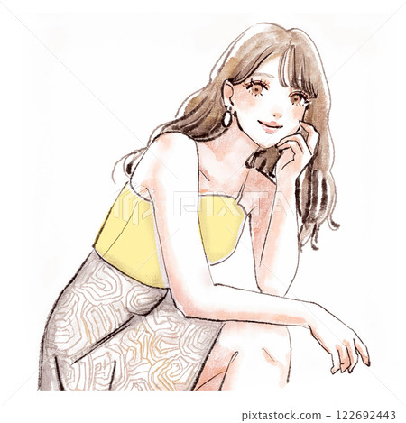 婦女和女孩插畫素材 122692443