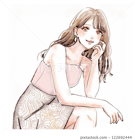 Illustration material of women and girls 122692444